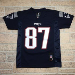 New England Patriots NFL #87 Rob Gronkowski Blue Polyester Jersey Boys Small (8)